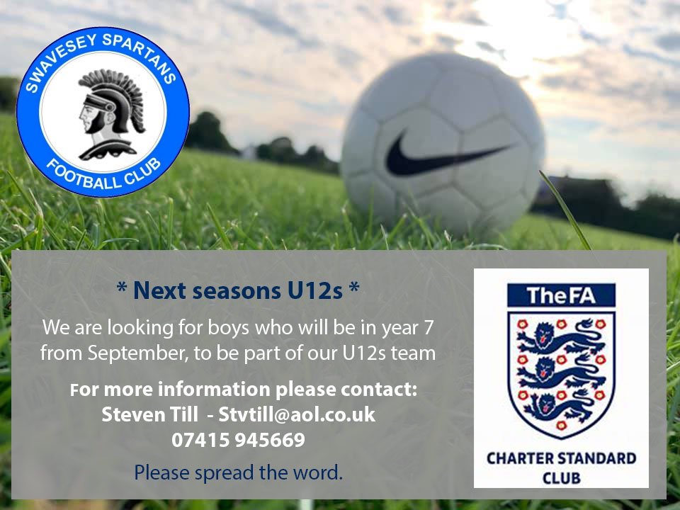 swaveseyfc's tweet photo. 2019/2020 U12s are Looking for new players https://t.co/IBs2LDVY3X