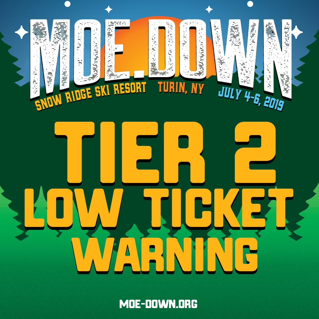 moedown's tweet image. 🌲🌄LOW TICKET WARNING🌄🌲

Tier 2 tickets are almost sold out - get your tickets TODAY before prices increase!

@moeperiod, @drivebytruckers, @SpaffordMusic &amp;amp; more in Turin, NY on July 4-6 for moe.down music festival 2019!

Tickets ▶️  moremusic.at/moedown2019