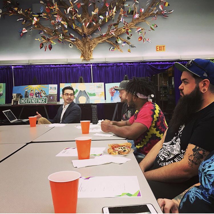 NEKCchamber's tweet photo. 2019 #nekc #muralartists with #davidtamez going over the strategy for this year’s #muralsontheavenue Get excited! Coming late summer 2019! #muralart #kansascity https://t.co/wzdA1ubZuP