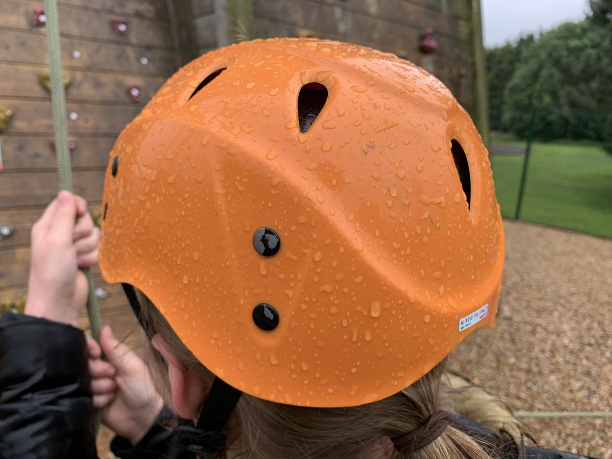 Can you guess what we are doing? It may be damp but our resilience is keeping us going. Straight to the top. #bravechildren #heavensopened