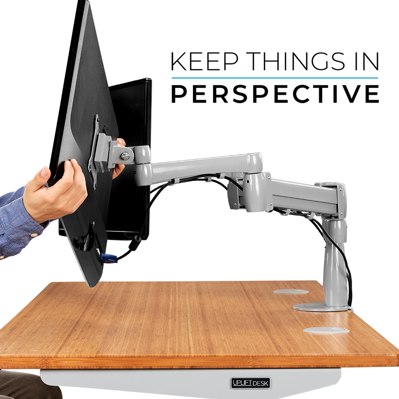 Keep it all in perspective with the Range Dual Monitor Arm by UPLIFT Desk. Position your monitors at the proper ergonomic height and distance and reclaim your desk space for a more ergonomic work station.

bit.ly/2VQNQhL
