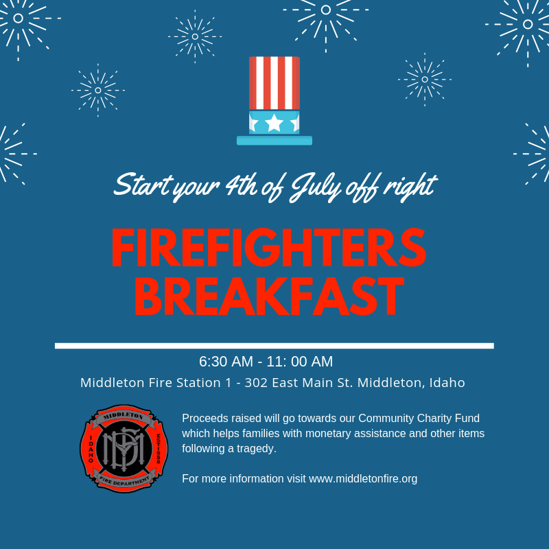 Midfire's tweet photo. Do you have a family tradition for the 4th of July?  Does it include starting it off with us at our Firefighters Breakfast?  Share with us how many years you have been attending.  #MIDFire #Community # Familytraditions https://t.co/ei0xDSuAyo