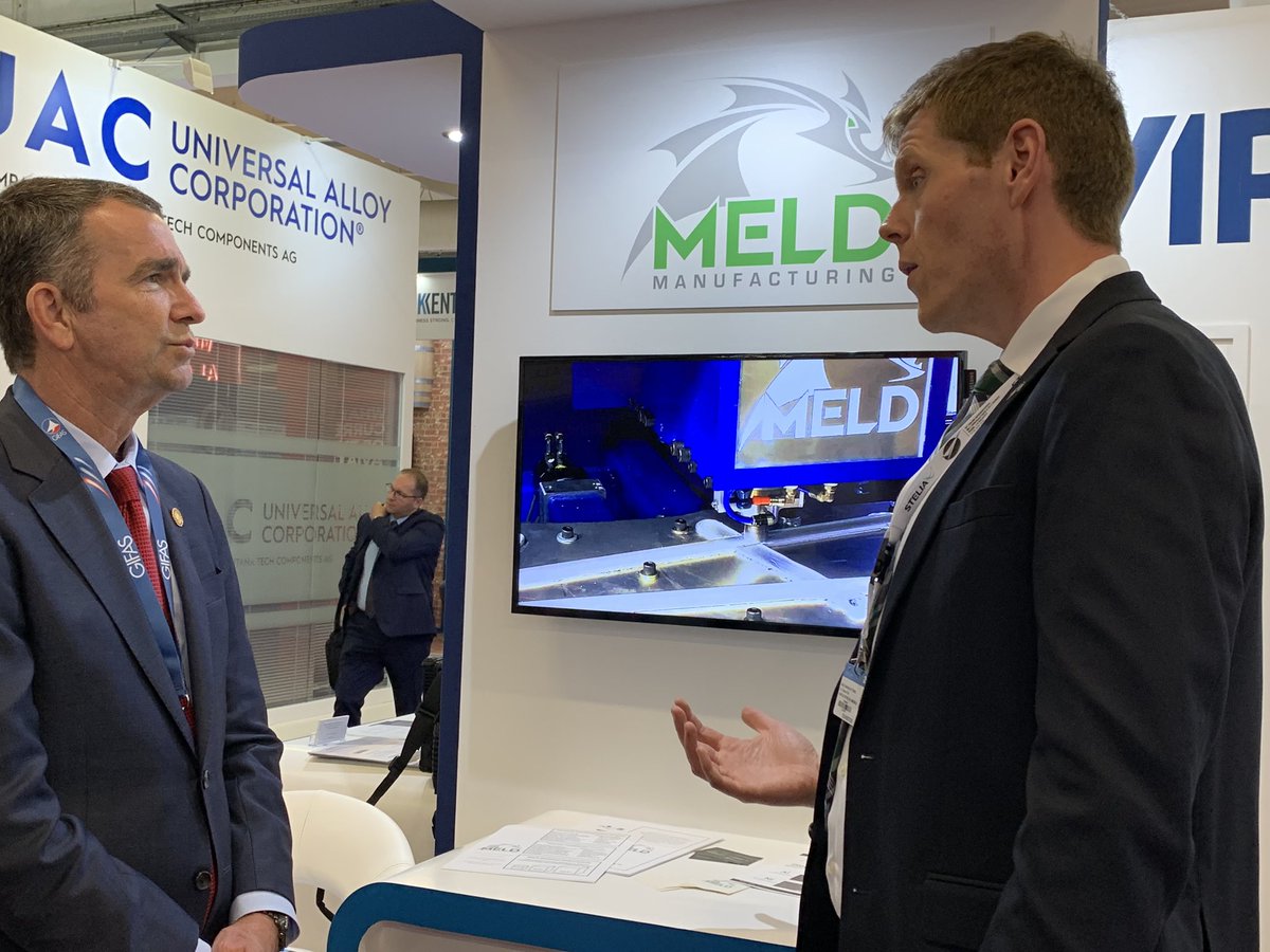 Governor Northam visited the Virginia booth at the #ParisAirShow to meet with the 8 exhibiting companies and discuss securing international sales. #PAS19 #VAExports #BusinessWithoutBorders