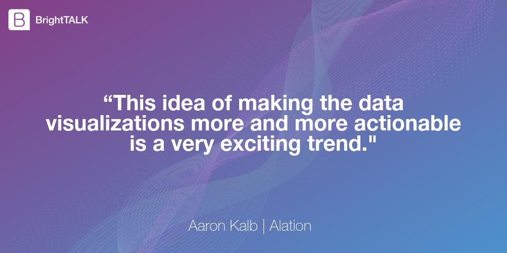 BrightTALK's tweet photo. 3/3 "...This idea of making the [data] #visualizations more and more actionable is a very exciting trend." - @AaronSKalb, Co-founder &amp; CDO @Alation

Watch our expert panel on-demand - Bringing Data to Life with Visual Insights: https://t.co/lul6x3CXx6 https://t.co/rFDNuvSyAe