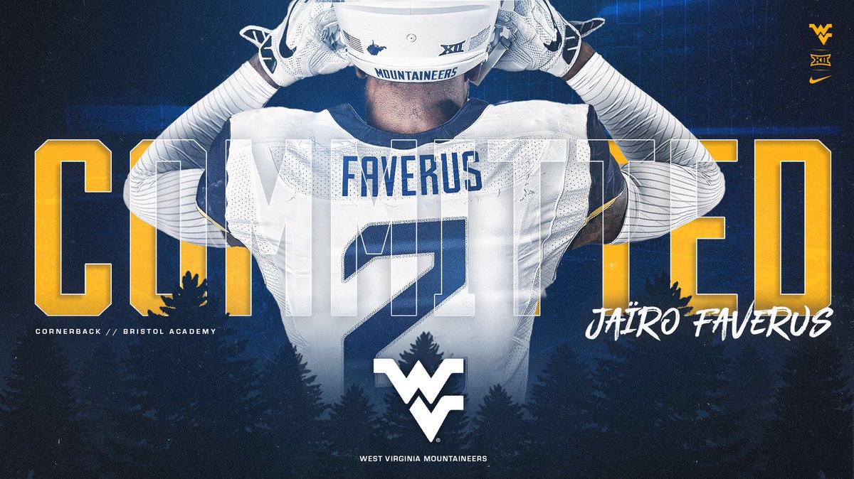 Jairofaverus's tweet photo. I feel blessed and exited to announce that I will be continuing my academic and athletic career at West Virginia University!! @NealBrown_WVU @Coach_Addae @Coach_August @PPIRecruits @BCollier56 #TakeMeHome20 #GoMountaineers #Committed https://t.co/BrSWV1ydCP