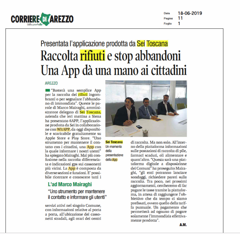 witappsrl's tweet photo. L'app realizzata da Witapp per #SeiToscana sulle pagine del @CorrierediArezz . https://t.co/OMSt4O4M1J
