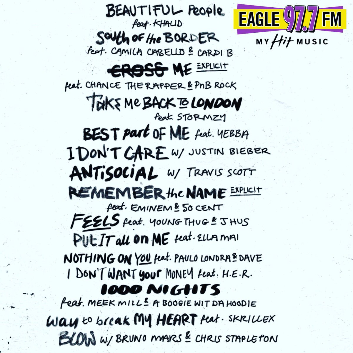 Ed Sheeran has announced his next LP will be titled No.6 Collaborations Project, an album which will feature another artist on every single song. The project is set to drop July 12. We are crazy excited here at Eagle #no6collaborationsproject #edsheeran