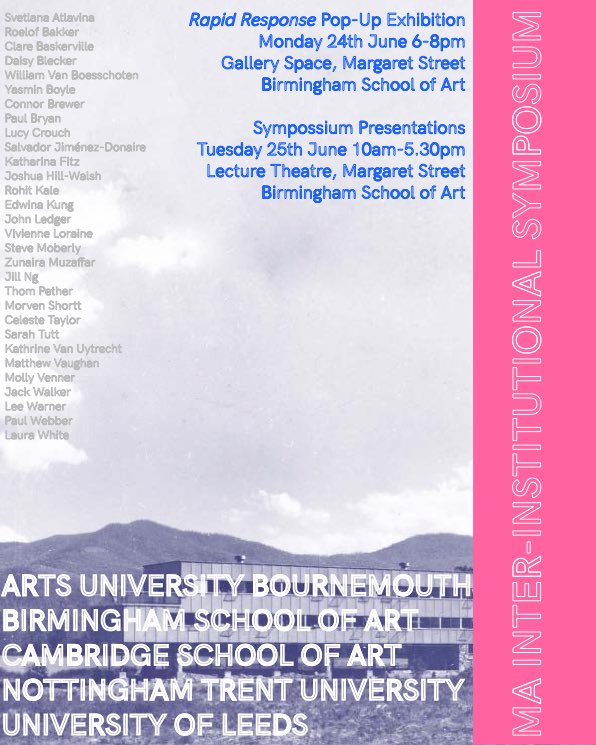 Looking forward to the #MA Inter-institutional #symposium <a href="/margaretstreet/">Birmingham School of Art</a> next week