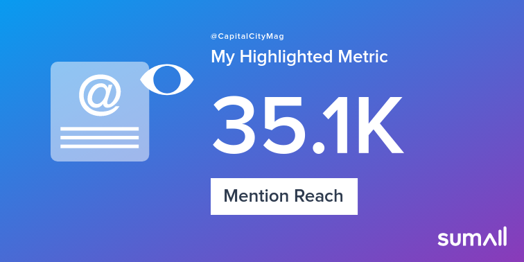 CapitalCityMag's tweet photo. My week on Twitter 🎉: 1 Mention, 35.1K Mention Reach. See yours with https://t.co/jbEavfD58P https://t.co/RJaiGdjuLc