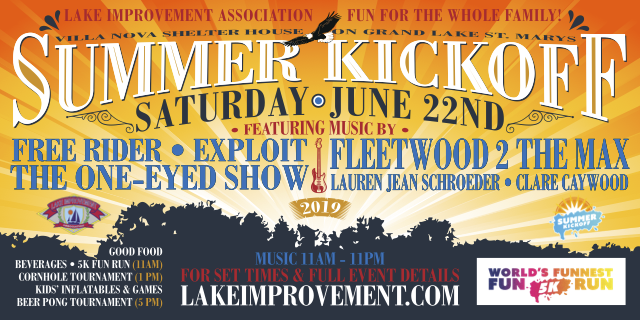 TheOneEyedShow's tweet photo. The One-Eyed Show is thrilled to be a part of this fantastic event that showcases Grand Lake St. Marys. Free admission! TOES from 9-11p. Music, games, food, fun all day long. Villa Nova Shelter House. https://t.co/Z0gE5zSpsK