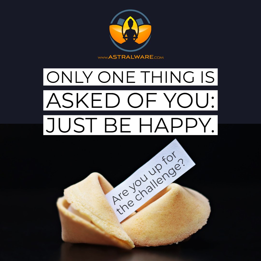 Astralware's tweet image. Fortune Cookie Happiness Challenge: Just Be Happy
#abundance #astralware #empowered #FortuneCookie #Happiness #HappinessChallenge #hopesandfears #inspiration #lawofattraction #manifest #mindset #motivation #OOBE #peace #positiveenergy #positivevibes #Pow astralware.com/fortune-cookie…