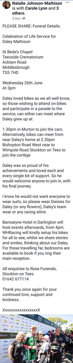 ArcherHeulwen's tweet photo. DALEY MATHISON'S Celebration of Life Service info. ( This was posted by his wife on Facebook)
๐ #RIPDALEY ๐ https://t.co/iVfW6emGJ4