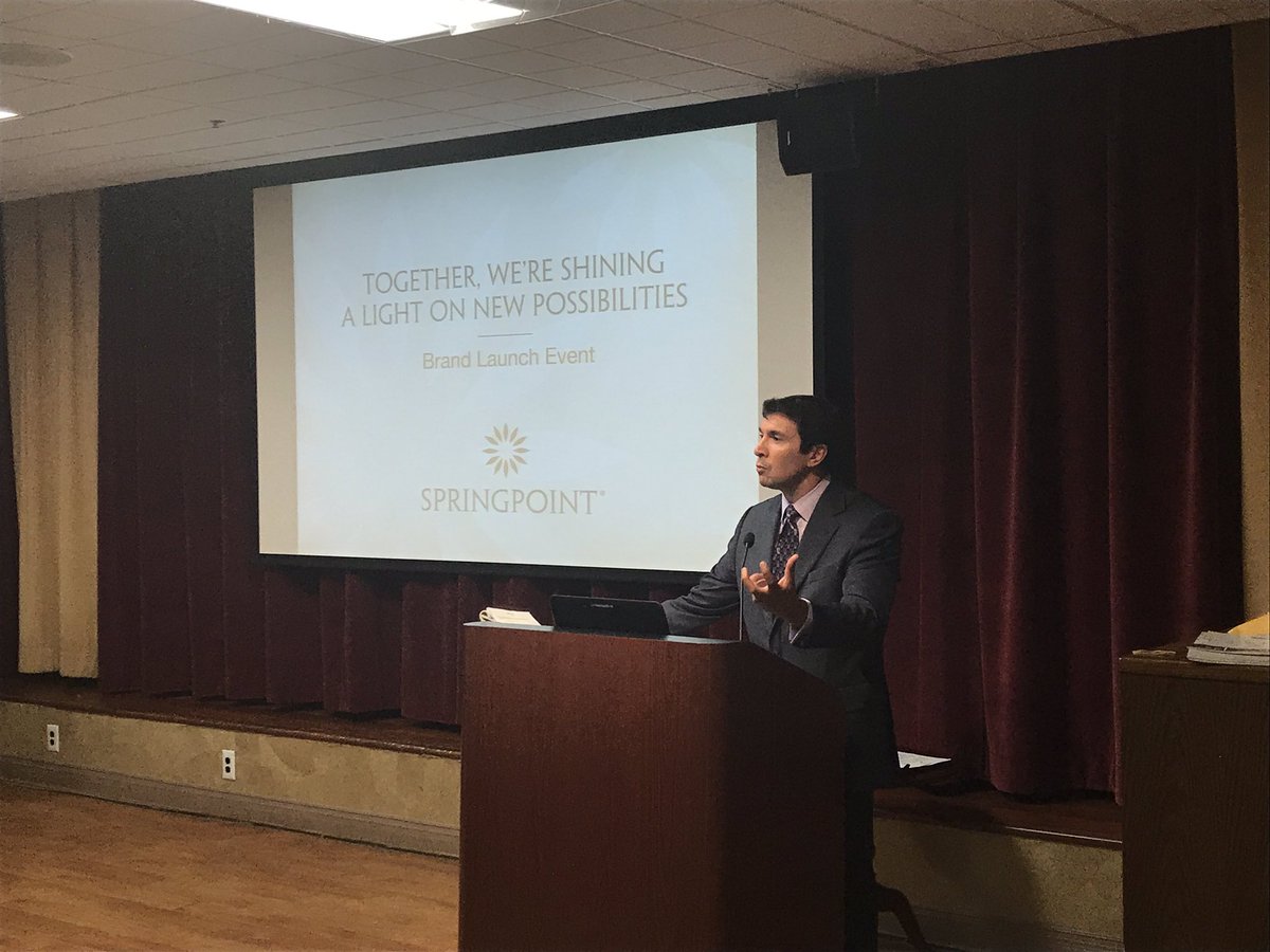 VarsityBranding's tweet photo. What an honor to work with #Springpoint to redefine its Mission, Vision and Values as well as its brand strategy. Anthony Argondizza and Jay Whiteman unveiled the news to the residents and team members at Monroe Village! https://t.co/rYobR6Rt5t