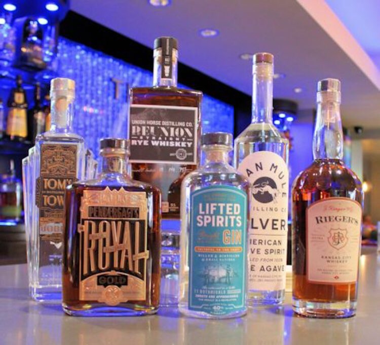CrownePlazaKC's tweet photo. In honor of #CraftSpiritsWeek, we wanted to take a moment to feature some of our favorite local craft spirits, available at The Rail! Stop by and try some of KC’s best! @toms_town @JRiegerCo @LiftedSpirits @MeanMuleAgave @UHDistillingCo #KCDrinkLocal https://t.co/N5PmS2ZISD