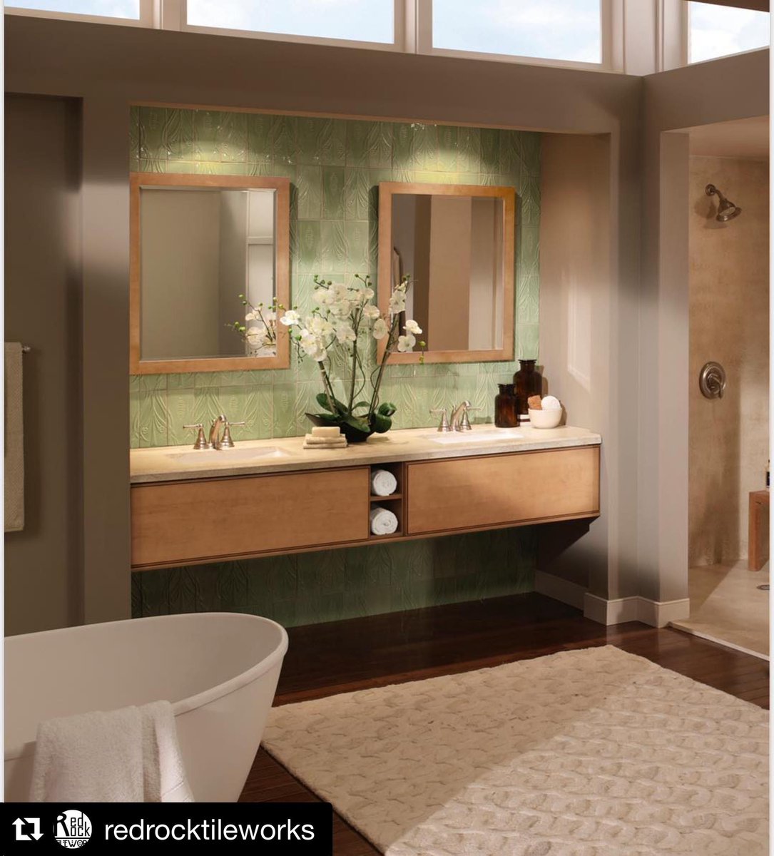 KSSDenver's tweet photo. #TileTuesday #Repost @redrocktileworks
・・・
"Our art nouveau inspired Avalon in C25 Kiwi Crackle is such a perfect fit for this modern master bath." 😊 #kssdenver #tiledesign #masterbath #artnouveau #handcrafted #tiles #interiordesign #bathroom #bathroomdesign #dreambathroom https://t.co/T0XNwp4ymq