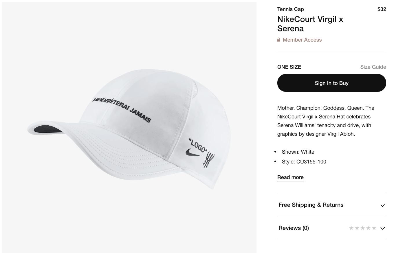 nike virgil serena cap