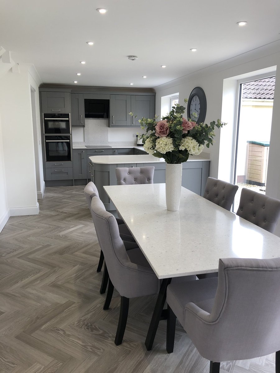 PrioryLtd's tweet photo. Here we go again! #lochannakitchens #silestone #priorykitchensltd #greykitchen #herringbonefloor https://t.co/SPq9DWFRCD