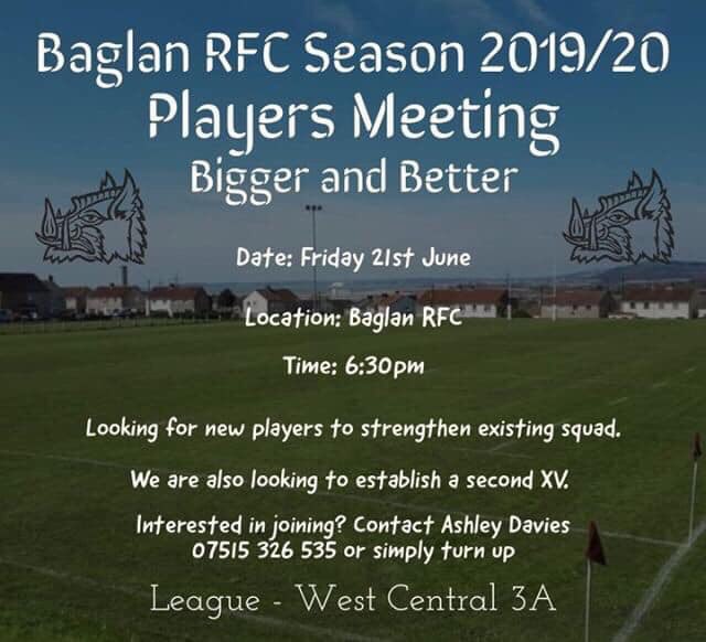 baglan_rfc's tweet photo. Players meeting THIS Friday 21st June at 6.30pm. Looking for new players to strengthen our existing squad and to establish a second XV #BaglanRFC #BaglanBoars #UppaBoars #Seniors #SecondXV #NewPlayersWelcome #Bigger #Better https://t.co/cYDoVoLfQU