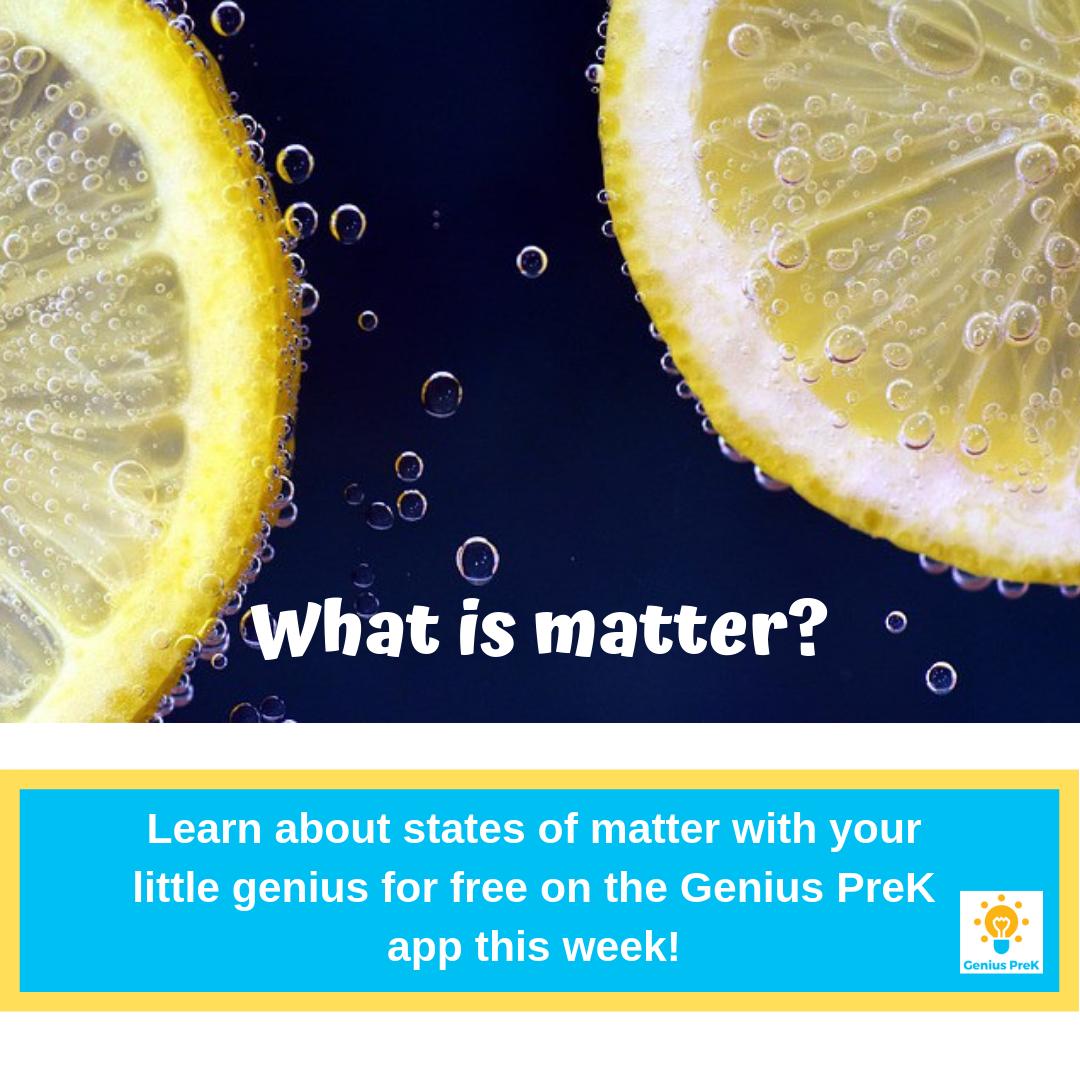 genius_prek's tweet photo. Find out more on this week's science lesson “Matter”. Download the “Genius PreK” app for free on the App Store and Google Play!

...

#prek #preschool #preschoolteacher #preschoolfun #prekteacher #app #edtech #prekteacherlife #preklesson #earlychildhoodeducation #steam #science https://t.co/7j2g5lmTmS