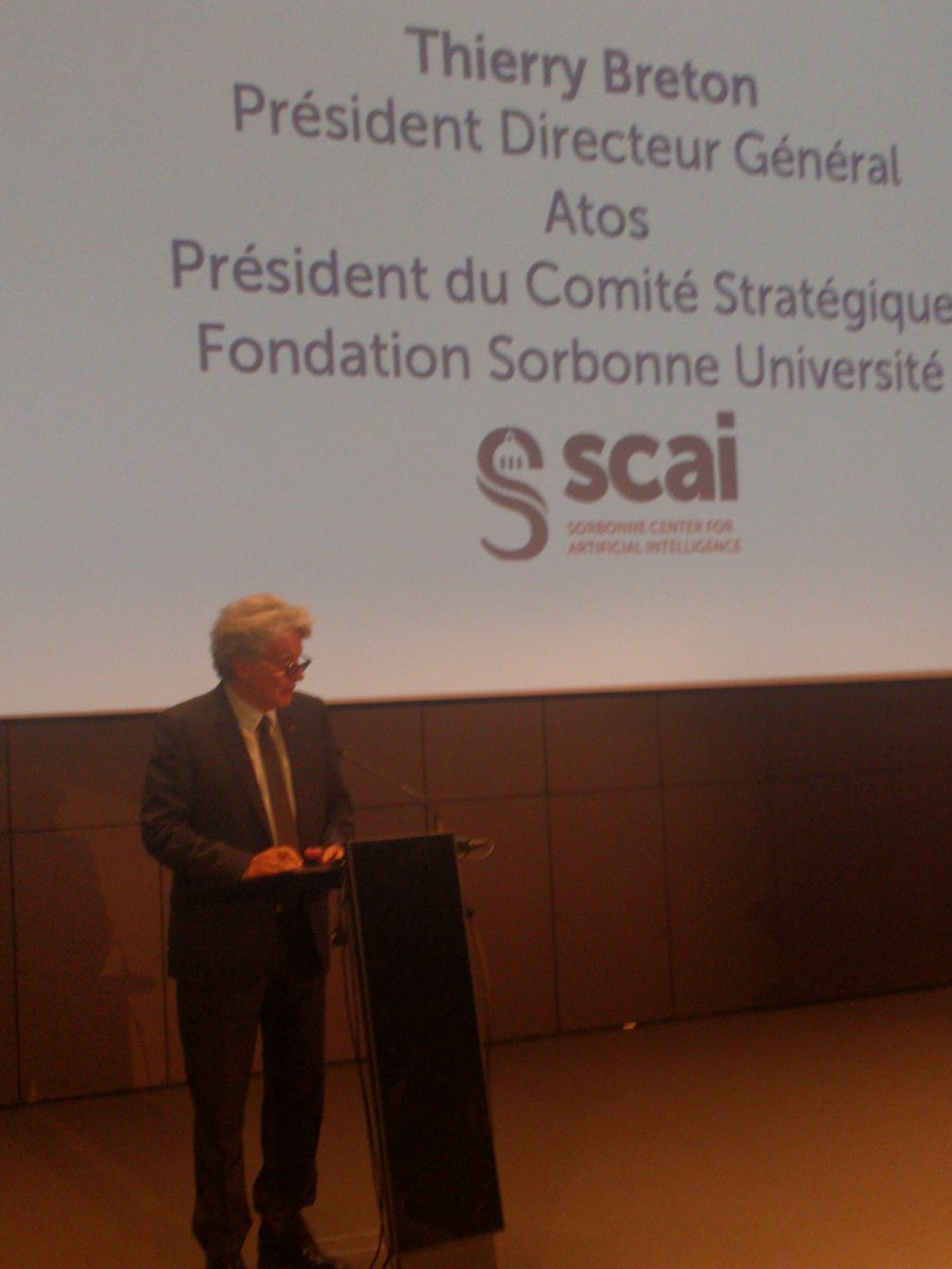 Today at the inauguration of Sorbonne Center for Artificial Intelligence #SCAI, <a href="/ThierryBreton/">Thierry Breton</a> @atos reinforced the fact that #AI federates multiple disciplines and highlighted their impact to enable precision medicine, together with the importance of computing power #HPC