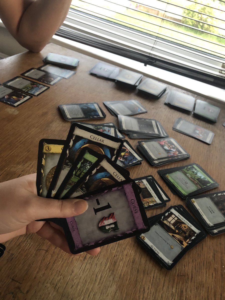 MelancholyMalf's tweet image. Gone back to an old favourite tonight, and I am getting rinsed by curse cards that Tom is throwing my way! I will get my revenge! #Dominion #cardgames