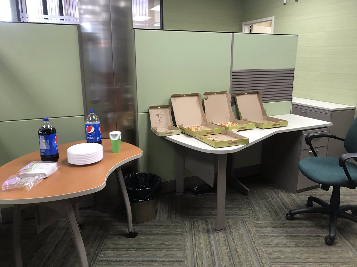 Pizza and Pop Party for Day 2 of Employee Appreciation Week at Quesnel branch!!! There were even a couple healthy (ish) options!!! #wemaketd <a href="/JohnP_BC/">John Preston</a>