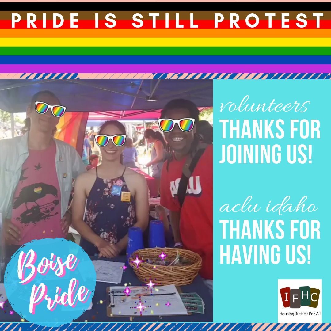 IFHCIdaho's tweet image. Powerful Boise pride weekend! @Boisepride and #altpride #Boise were both huge successes! Discrimination faced by a person for their gender and/or sexual orientation that has to do with SEX BASED STEREOTYPES is protected under SEX in the Fair Housing Act.  @acluidaho  @addthewords