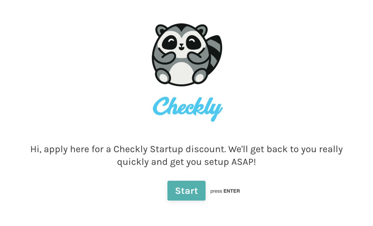 Today I'm launching the <a href="/checklyHQ/">Checkly</a> startup discount. It gives early stagers the best monitoring they can get. For up to -60% for 1 year.

We'll build a relationship and who knows what will happen in the future. 🤟

Apply here bit.ly/2KoF99i 

<a href="/IndieHackers/">Indie Hackers</a> #startups