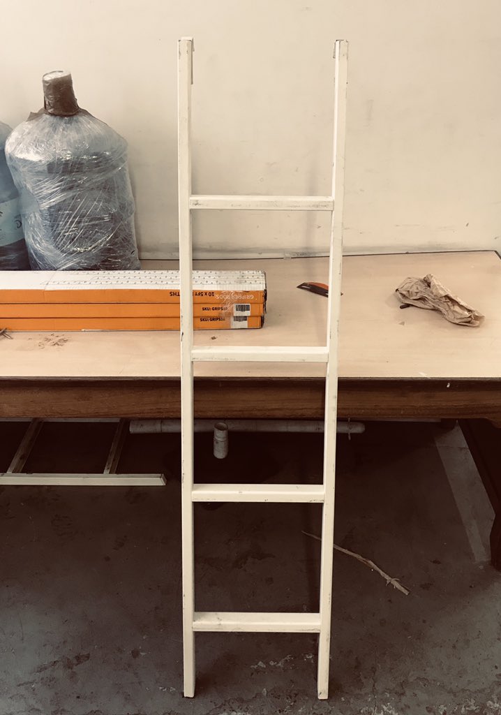 HSthelena's tweet image. Looking around for a small step ladder today I found this under a table, one of my Customs Officers informed me it’s a ladder from one of the RMS St Helena cabins...a little piece of history #rmssthelena