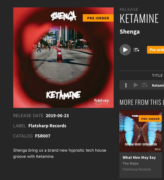 Out on pre-order on <a href="/beatport/">Beatport</a> <a href="/Shengadj/">Shenga</a> - ‘Ketamine’ .. a hypnotic tech house groove bit.ly/2MUgawF