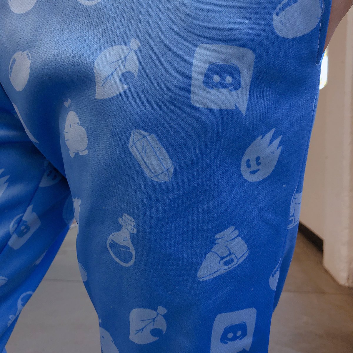 we've uncovered these literally one-of-a-kind medium sized test-print PJ pants. retweet for a chance to win this archaic, antique Discord artifact that never became actual merch.