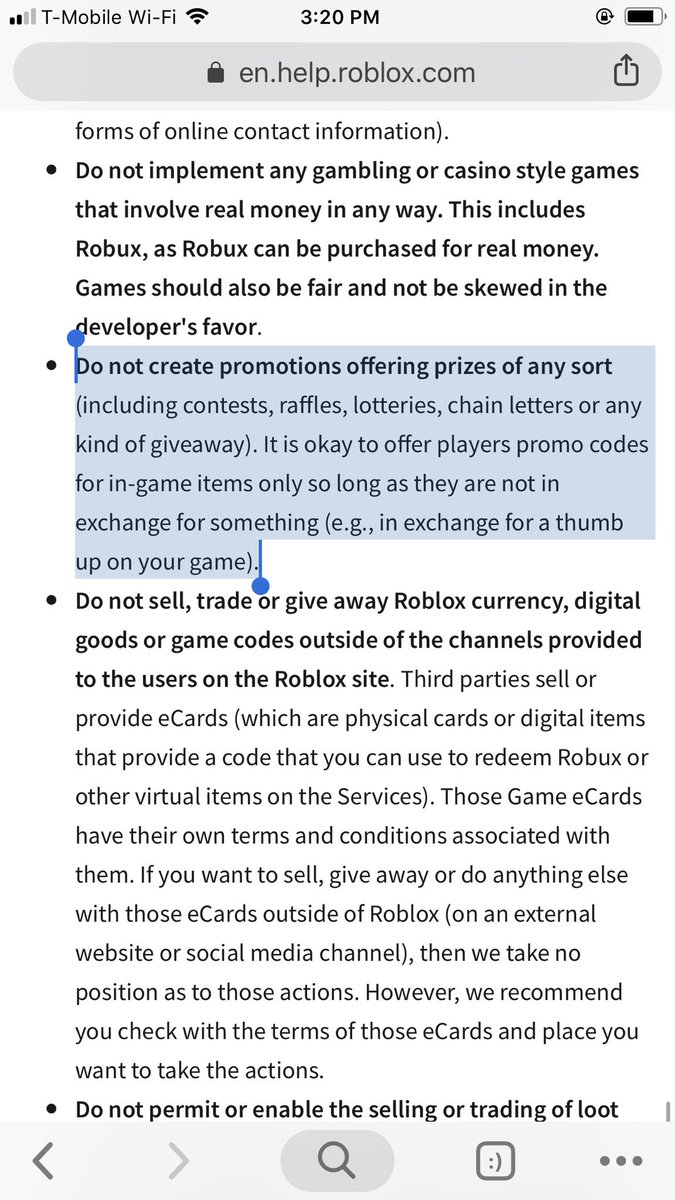 Barbie On Twitter Roblox Code Of Conduct Says You Can T Create Promotions That Offer Prizes Of Any Sort That S In Exchange For Something Else And He Is Saying He Will Give You - omfg i love you roblox id
