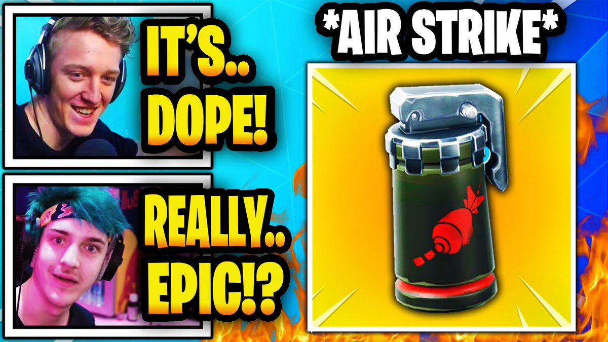 FortnitemonkaYT's tweet photo. Streamers React to NEW "Air Strike Grenade" In Fortnite!😱
LINK https://t.co/J7g4SY1AdD

#fortnite #twitch #ninja #tfue https://t.co/xcpReXipOL