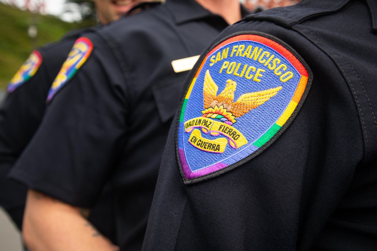 SFPDSouthern's tweet photo. San Francisco Police Officers' are wearing these patches to highlight our department's inclusiveness and efforts to raise funds for Larkin Street Youth Services. #SFPD #SFPDCARES 

https://t.co/QPWbCCh5nG https://t.co/P3E2htuFfT