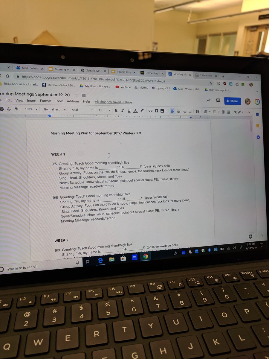WintersImlayKs's tweet photo. planning out the first month of morning meetings for SY19-20 #ImlayPD #responsiveclassroom https://t.co/piqkYVlq1N