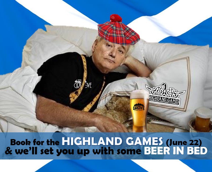 Looking for a place to crash this week - before or after the HIGHLAND GAMES?  We've got a couple rooms still available.  Book now and we'll include a souvenir 6-pack of our collab WE3 SCOTTISH ALE for any new reservations until June 22, 2019.
