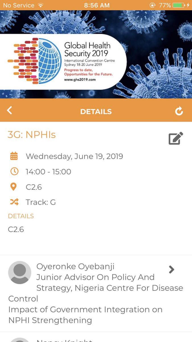 OyeRonke_'s tweet photo. At @GHS2019conf, I will talk about the impact of government integration on strengthening national public health institutes, focusing on @NCDCgov's growth &amp; some of the work I've done alongside several others, in supporting @Chikwe_I's leadership. Room C2.6 at 2pm today

#GHS2019 https://t.co/nG5TwsYGgp