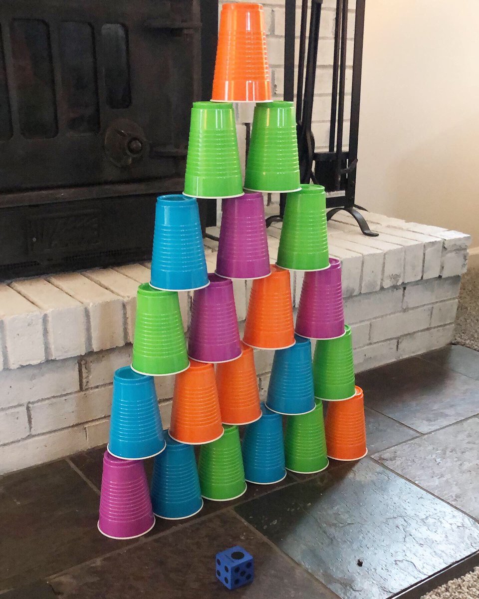 MsSarahLPS's tweet photo. Who doesn’t love a activity that involves math, dice patterns, concentration and building!! My 6 year old and I rolled a dice, said what number, then added that number to the tower. Super simple activity. Not to mention my younger two loving playing with the cups as well. https://t.co/U96v6juJF8
