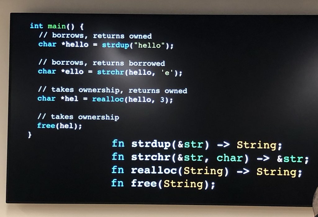 gilescope's tweet photo. @_lawrencek0 @rustlang Learning rust from python is on par with learning from JavaScript. It’s hard to realise how tricky c was. My eyes were opened a little by a talk from london rust meetup tonight on strings in #c. - thanks #cloudflair https://t.co/lR8k1mNmvj