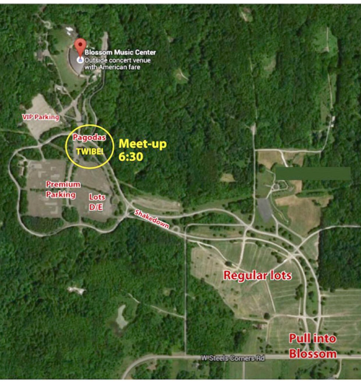 Blossom Music Center Parking Map Mol On Twitter: "If You're Heading To Blossom Tomorrow, We'll Have A Tweet  Up Around 6Ish. Come Hang Out Before The #Phish Show. Same Place We Met In  '15. The Abe Pagoda,