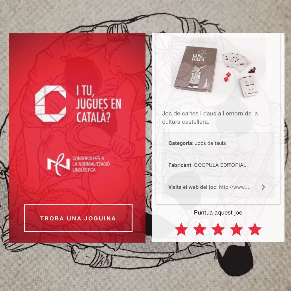 🎲El Consorci per a la Normalització Llingüística impulsa el joc en català i Cap de Colla dona suport‼️ja tens el teu⁉️
Pots trobar l’aplicació de Jocs en català a:
 👉  cpnl.cat/jocs/app.html 👈
<a href="/cpnlcat/">Consorci per a la Normalització Lingüística</a> <a href="/llenguacatalana/">Política Lingüística</a> #jojugoencatalà #jocdetaula #castells #capdecolla