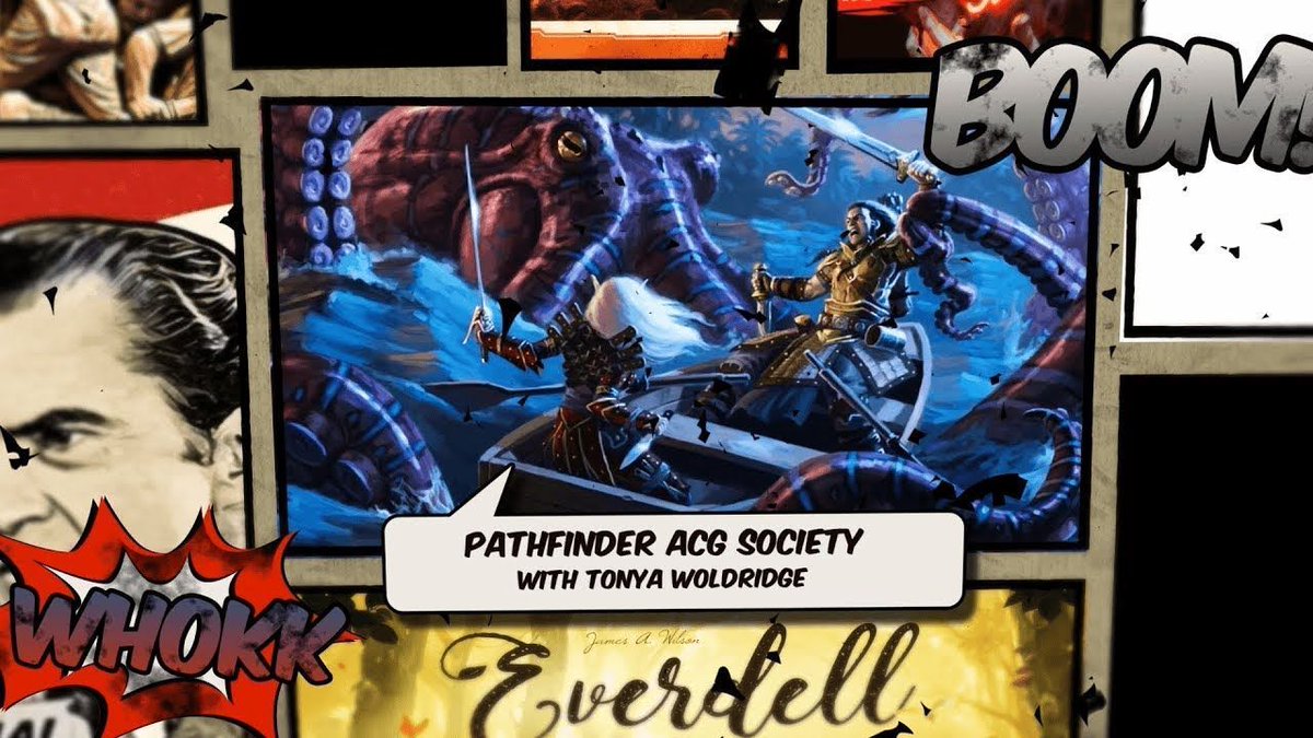 paizo's tweet photo. Jeff from @thegaminggang joins Tonya Woldridge at Origins to talk about all the new goodness for the latest update to the #PathfinderAdventureCardGame as well as what you can expect from the organized play society. https://t.co/EbBjiyNOwY https://t.co/6RVxbEkJfY