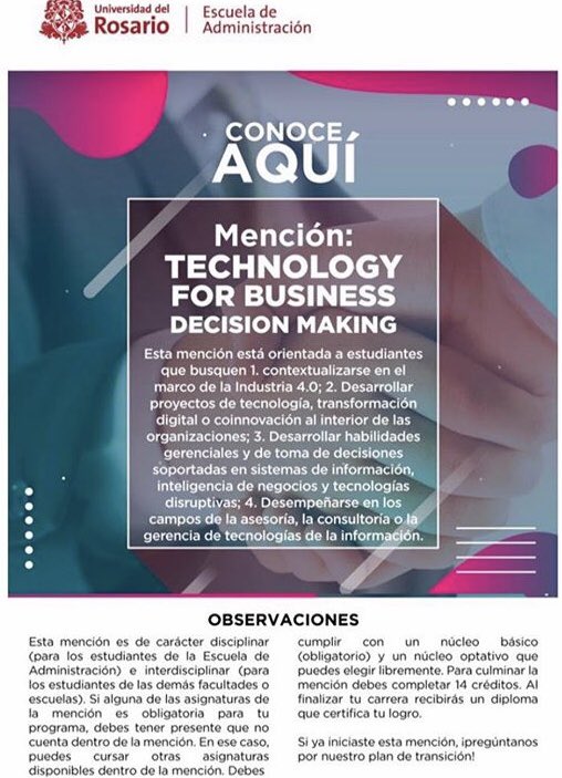 ¿Ya conocen todas las menciones de la <a href="/admonurosario/">Escuela Admon UR</a> ? 🤩

Ya que estamos muy cerca a la fecha del registro de asignaturas, los invitamos a conocer todas las alternativas que pueden cursar ✨