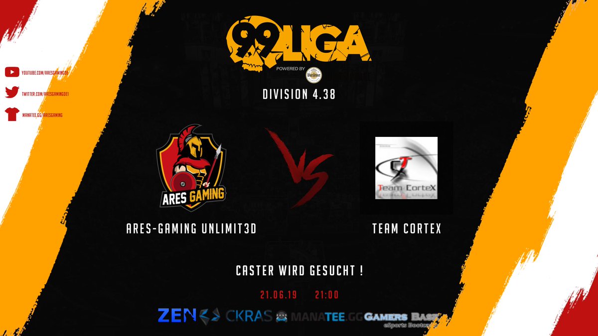 AresGamingDE's tweet photo. ⚠️Zu Beginn der neuen Season trifft Team #Unlimit3d auf das Team #Cortex!⚠️
Möge der bessere Gewinnen! ✅
🎉Wir wünschen beiden Teams Glück und Erfolg! 💥
⏳: 21.06.19 21:00
🎙️: inc.
#AhuAres #99Liga #csgo ⚔️🛡️ https://t.co/c0GzDmniMV