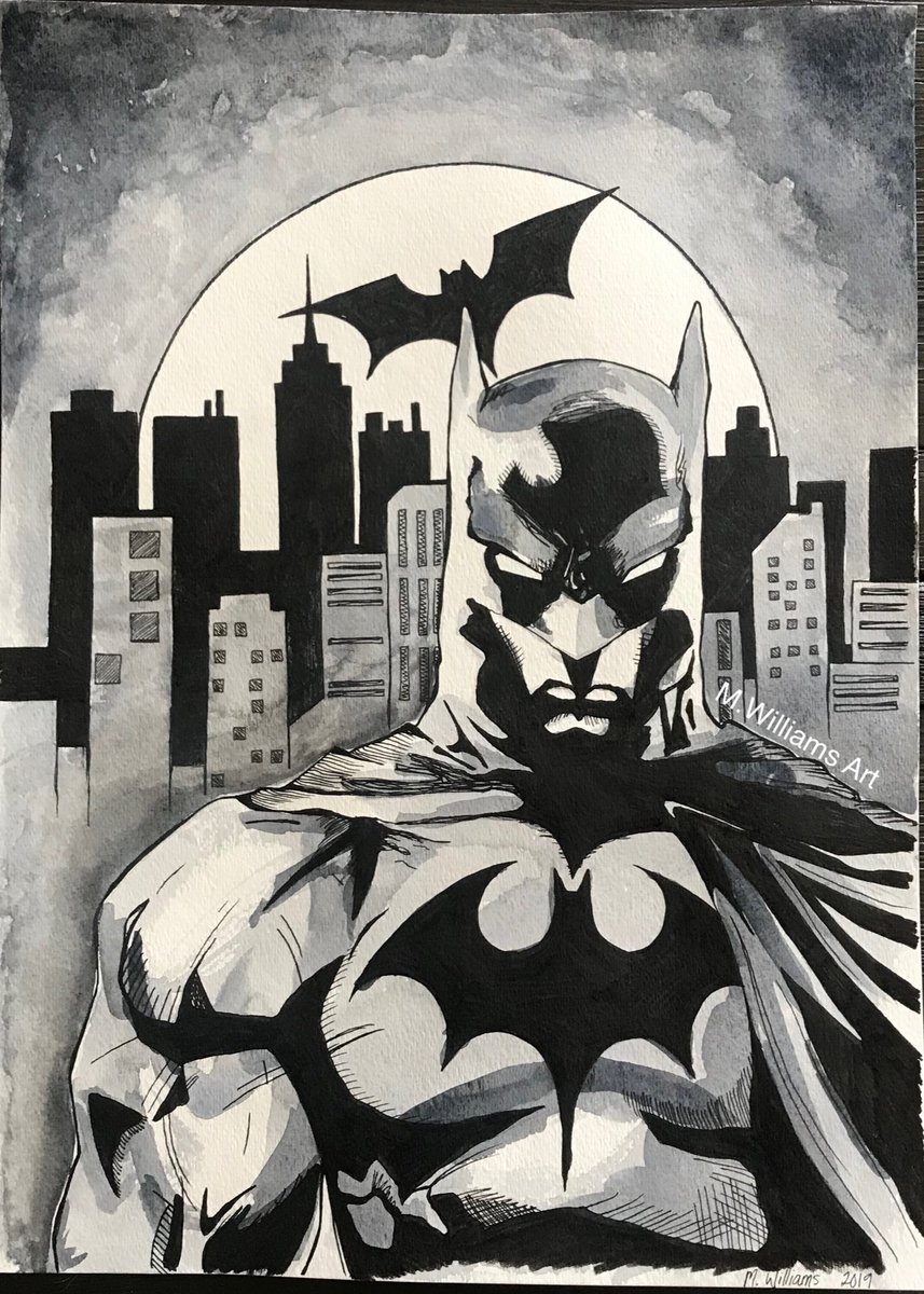 Miss_Mal_'s tweet photo. #Batman #art watercolor and micron pen https://t.co/3XANmgkTJG