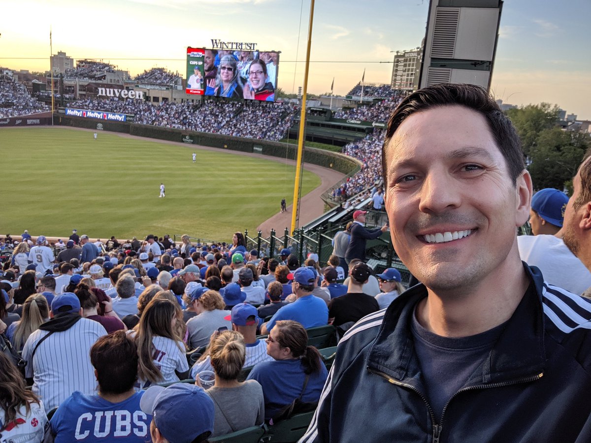 chrisbergpov's tweet photo. Just chilling at @Cubs game tonight. #NormalTuesday https://t.co/zbayZOYxo7