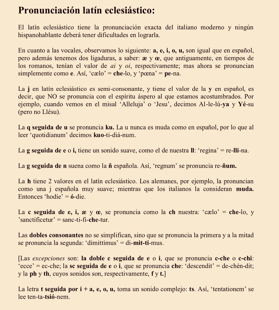 Tradi Catolico Reglas Basicas En La Pronunciacion Del Latin Eclesiastico