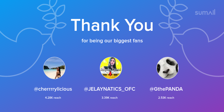 jelaydorable's tweet photo. Our biggest fans this week: cherrrrylicious, JELAYNATICS_OFC, GthePANDA. Thank you! via https://t.co/b0hehzMhWK https://t.co/fCHkW4EvRN