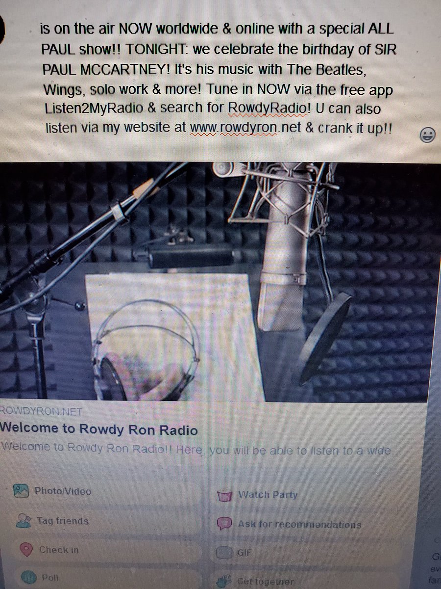 I am on the air now with a special Paul McCartney birthday show!! The info is on pic. Tune in and enjoy!!
