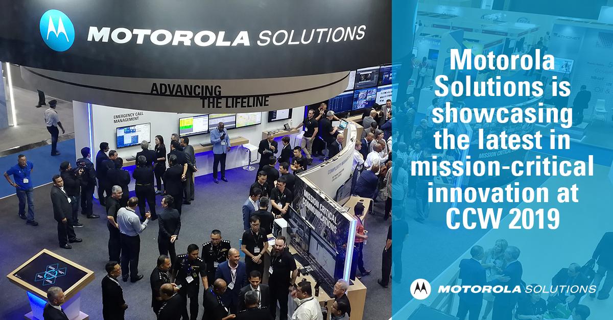 At #CCW2019, #MotorolaSolutions is showcasing how its advanced, mission-critical solutions enable #PublicSafety and enterprises to overcome their most complex challenges. Visit stand G30 to see a demonstration of our integrated mission-critical ecosystem: ow.ly/Ye9J30oXTCM